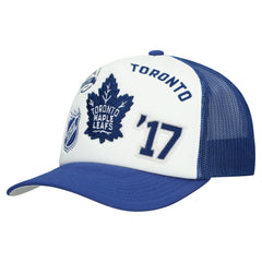 Toronto Maple Leafs Mitchell & Ness Gridlock Trucker Adjustable Hat White/Blue