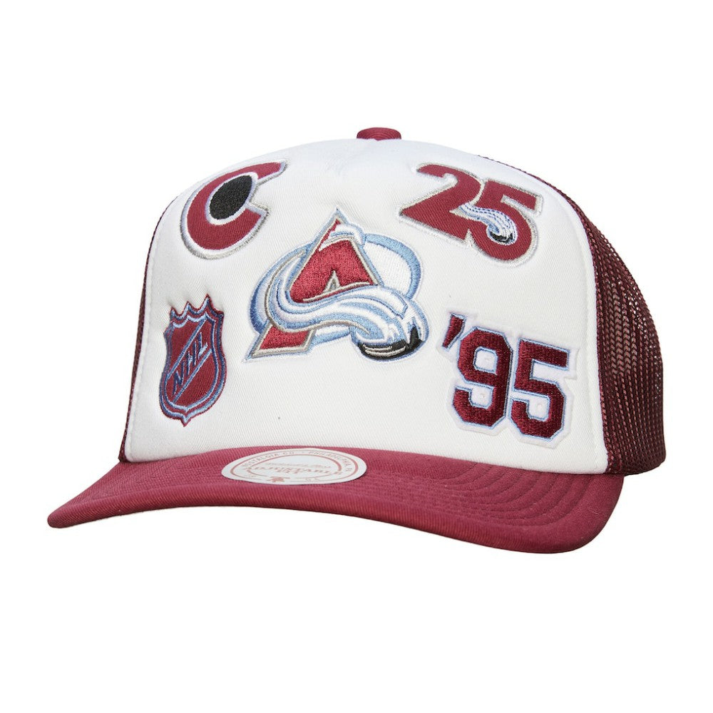 Colorado Avalanche Mitchell & Ness Gridlock Trucker Adjustable Hat White/Burgundy