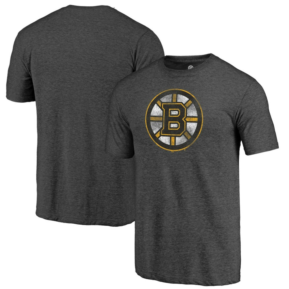Boston Bruins Distressed Tri-Blend T-Shirt Charcoal