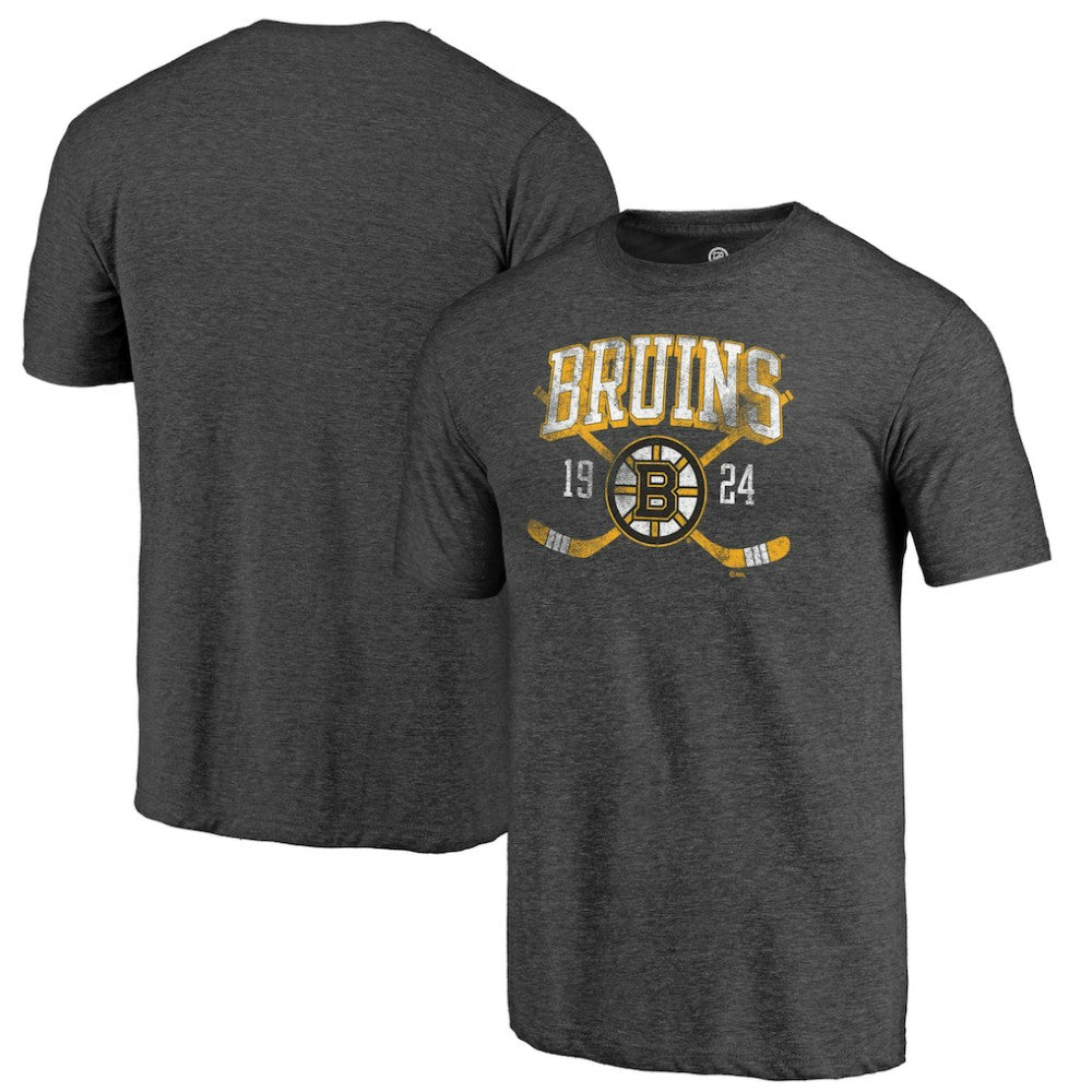 Boston Bruins Line Shift Tri-Blend T-Shirt Charcoal