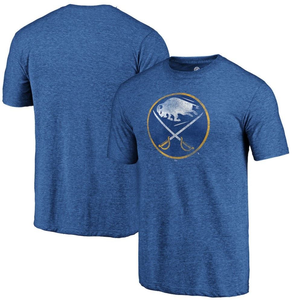 Buffalo Sabres Distressed Logo Tri-Blend T-Shirt Royal