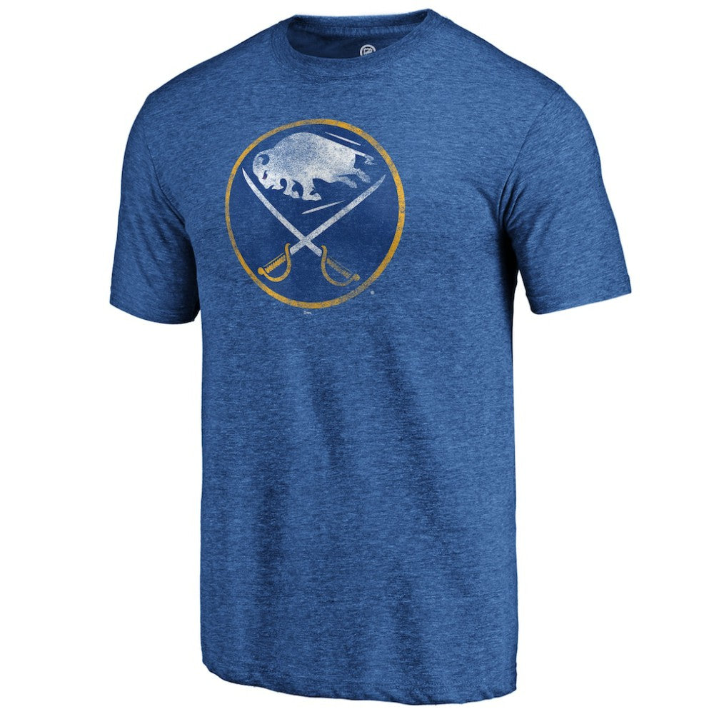 Buffalo Sabres Distressed Logo Tri-Blend T-Shirt Royal