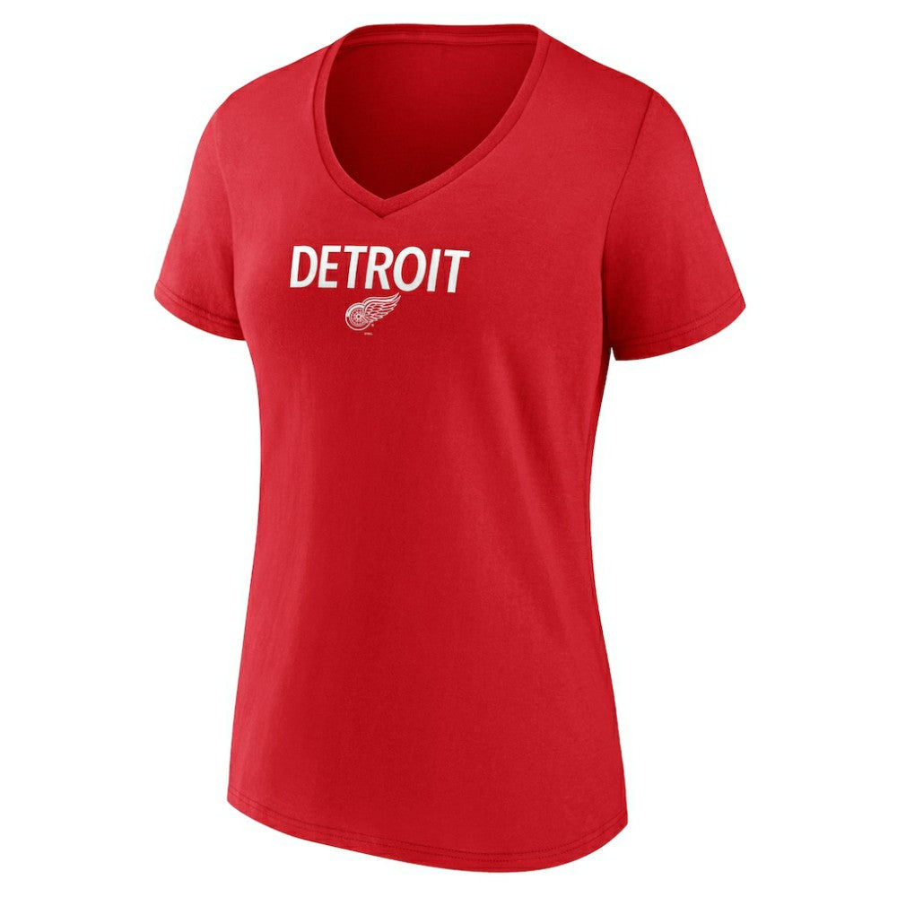 Detroit Red Wings Women's Primary Logo V-Neck T-Shirt Red