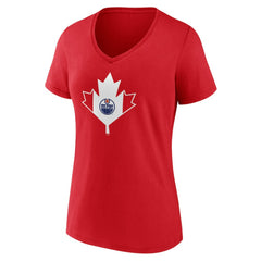 Edmonton Oilers Women's Canada Day V-Neck T-Shirt Red