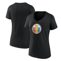 Edmonton Oilers Women's Team Pride V-Neck T-Shirt Black