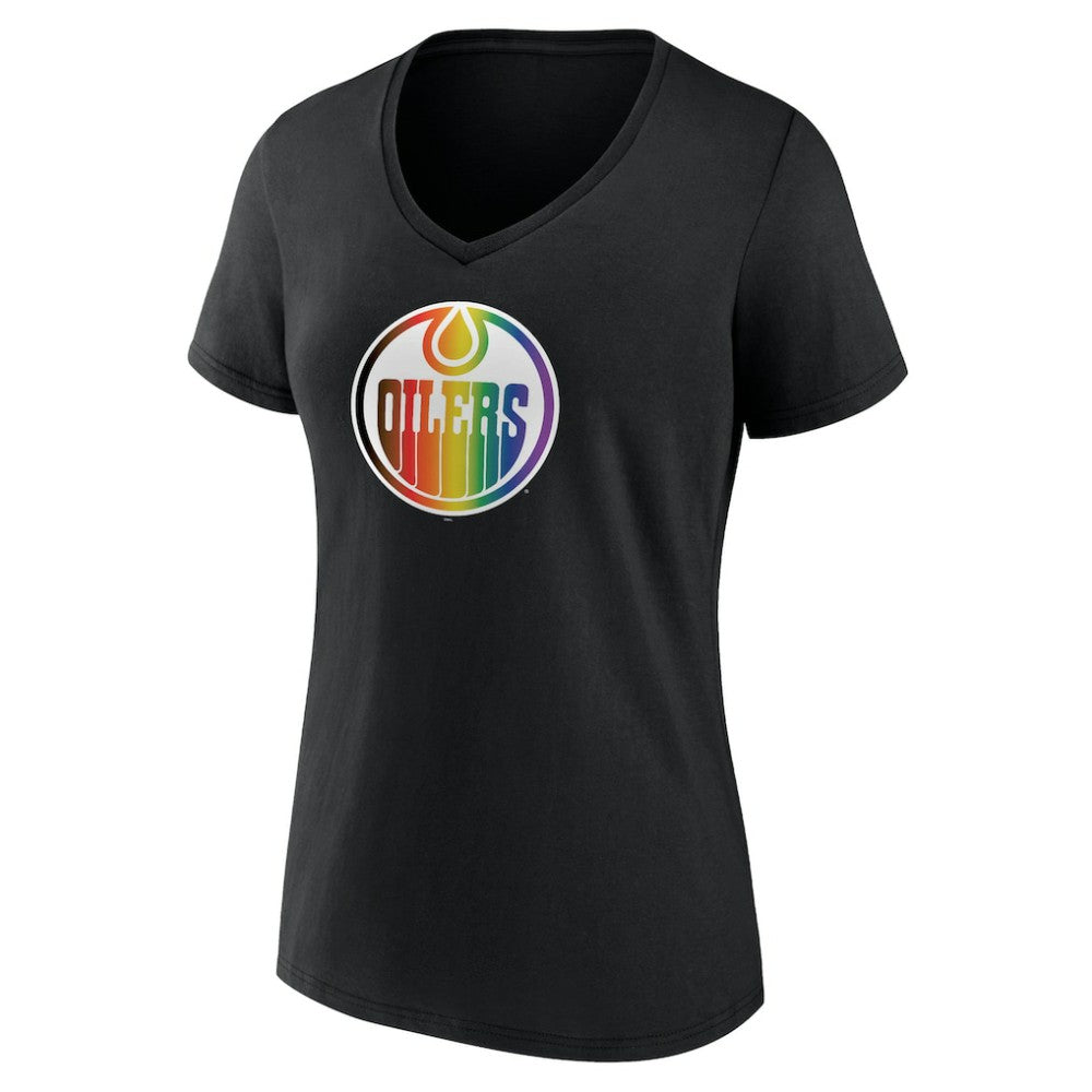 Edmonton Oilers Women's Team Pride V-Neck T-Shirt Black