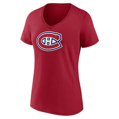 Montreal Canadiens Women's Primary Logo V-Neck T-Shirt Red