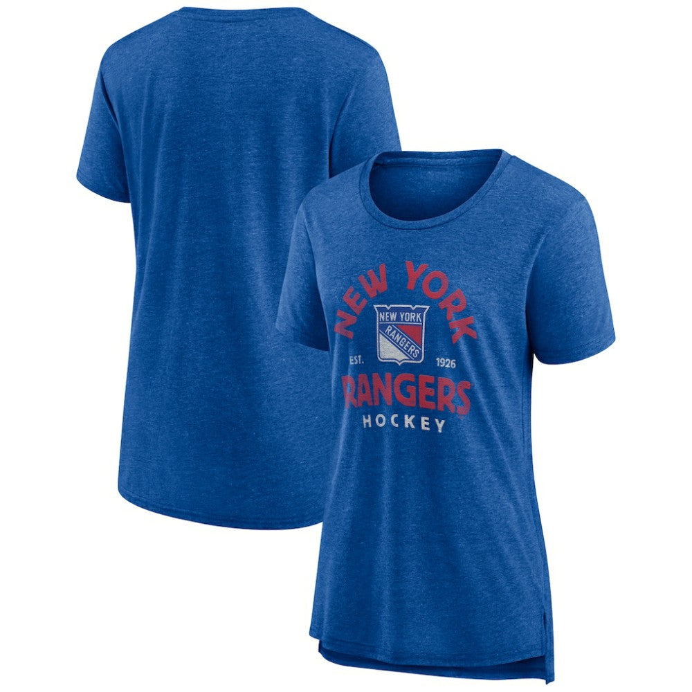 New York Rangers Women's Vintage Arch Tri-Blend T-Shirt Blue