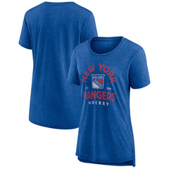 New York Rangers Women's Vintage Arch Tri-Blend T-Shirt Blue