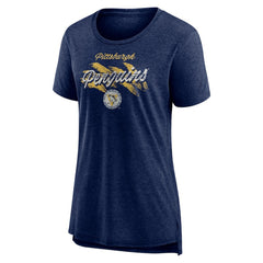 Pittsburgh Penguins Women's Hit the Ice Tri-Blend T-Shirt Navy