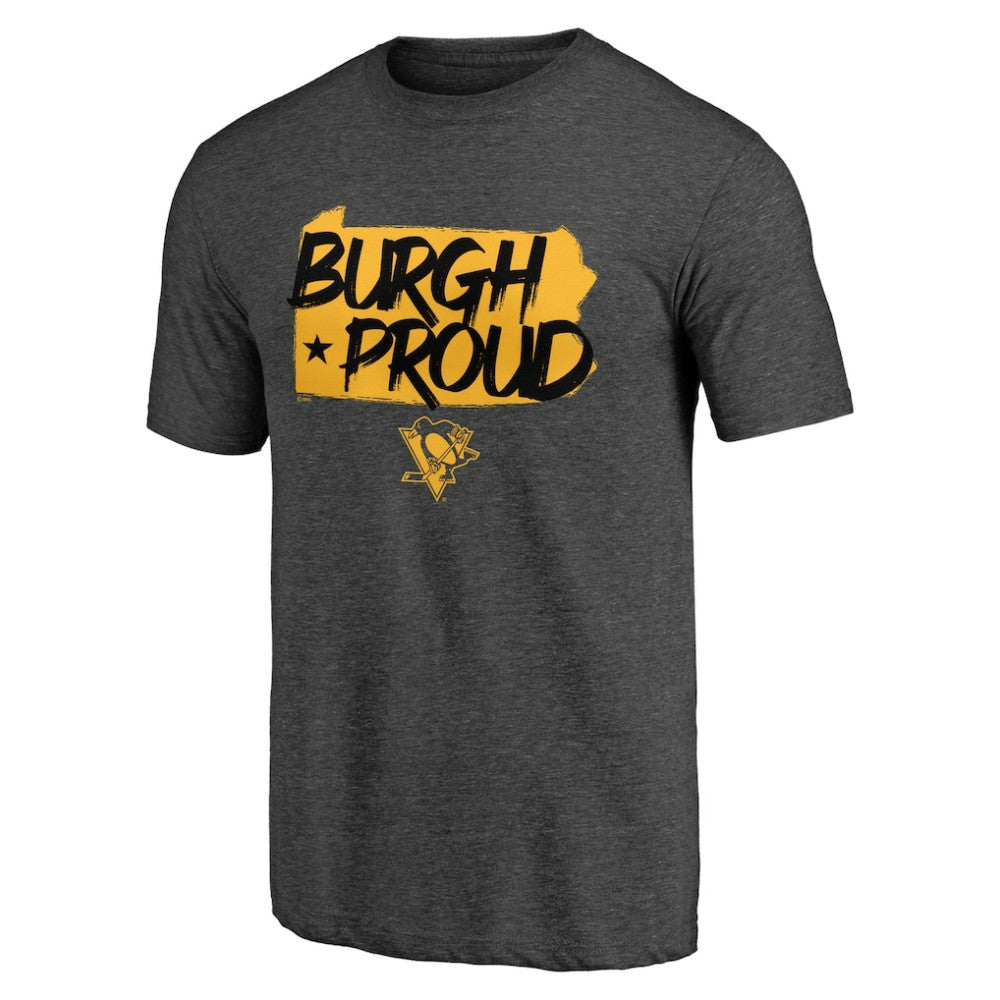 Pittsburgh Penguins Shoot to Score Tri-Blend T-Shirt Charcoal