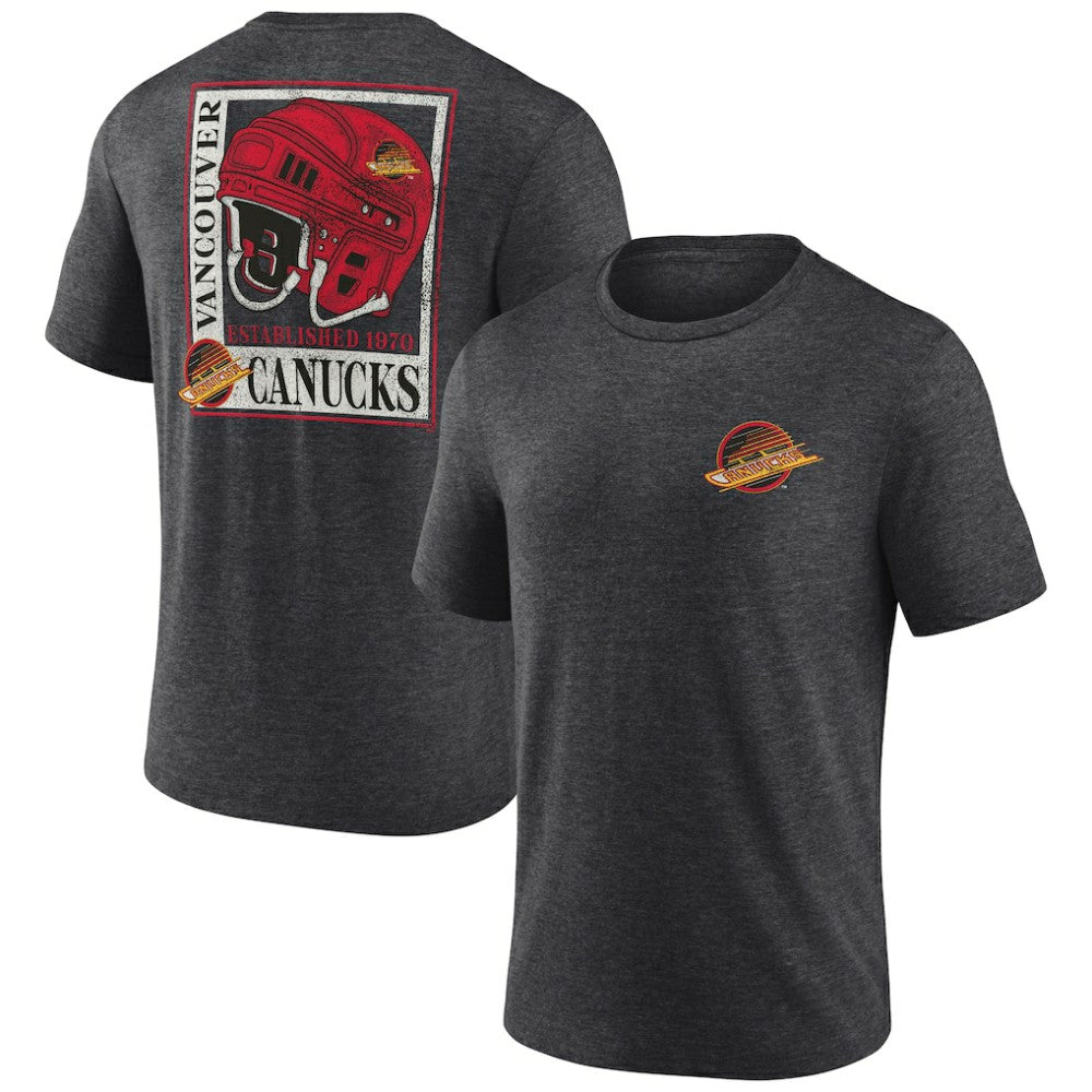 Vancouver Canucks Earnest Will Tri-Blend T-Shirt Charcoal