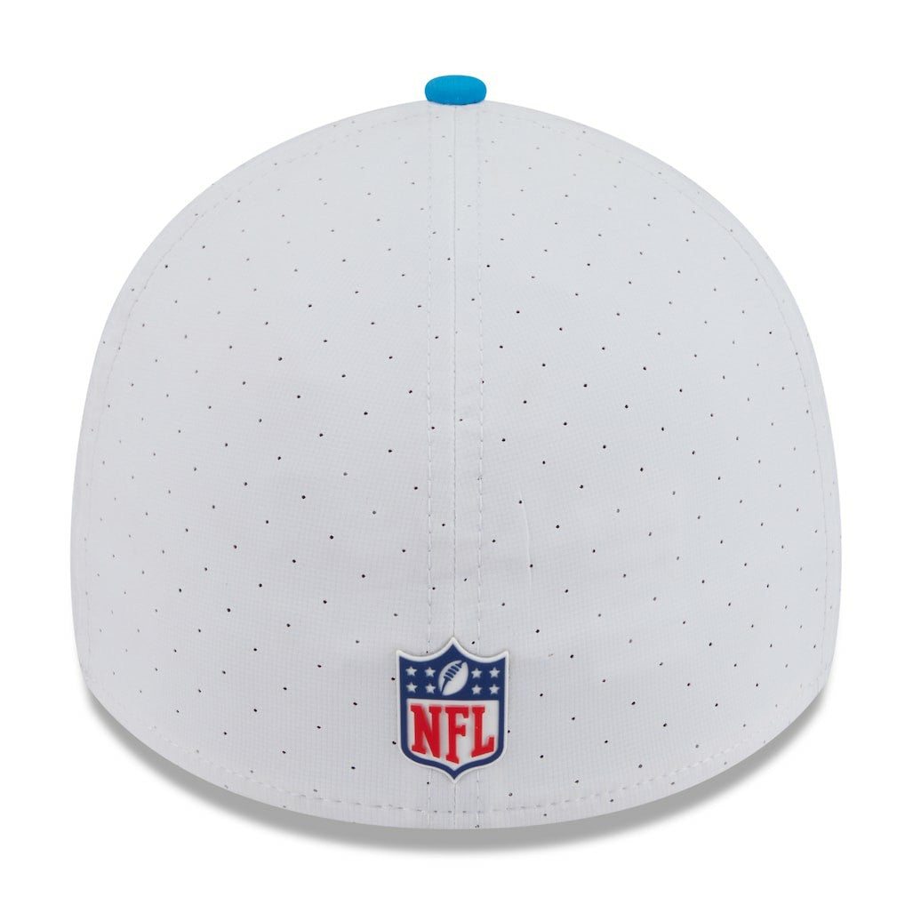 Carolina Panthers New Era 2025 NFL Training Camp 39THIRTY Flex Hat - White/Blue discount