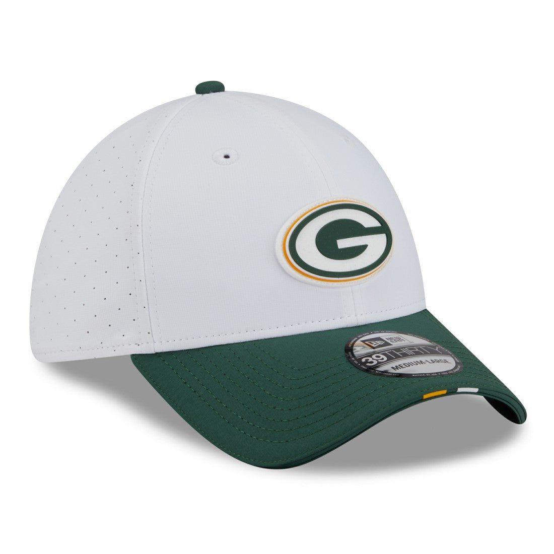 Green Bay Packers New Era 2025 NFL Training Camp 39THIRTY Flex Hat - White/Green sale