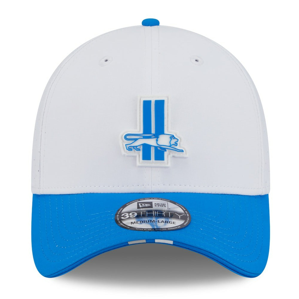 Detroit Lions New Era 2025 NFL Training Camp Throwback Logo 39THIRTY Flex Hat - White/Blue sale