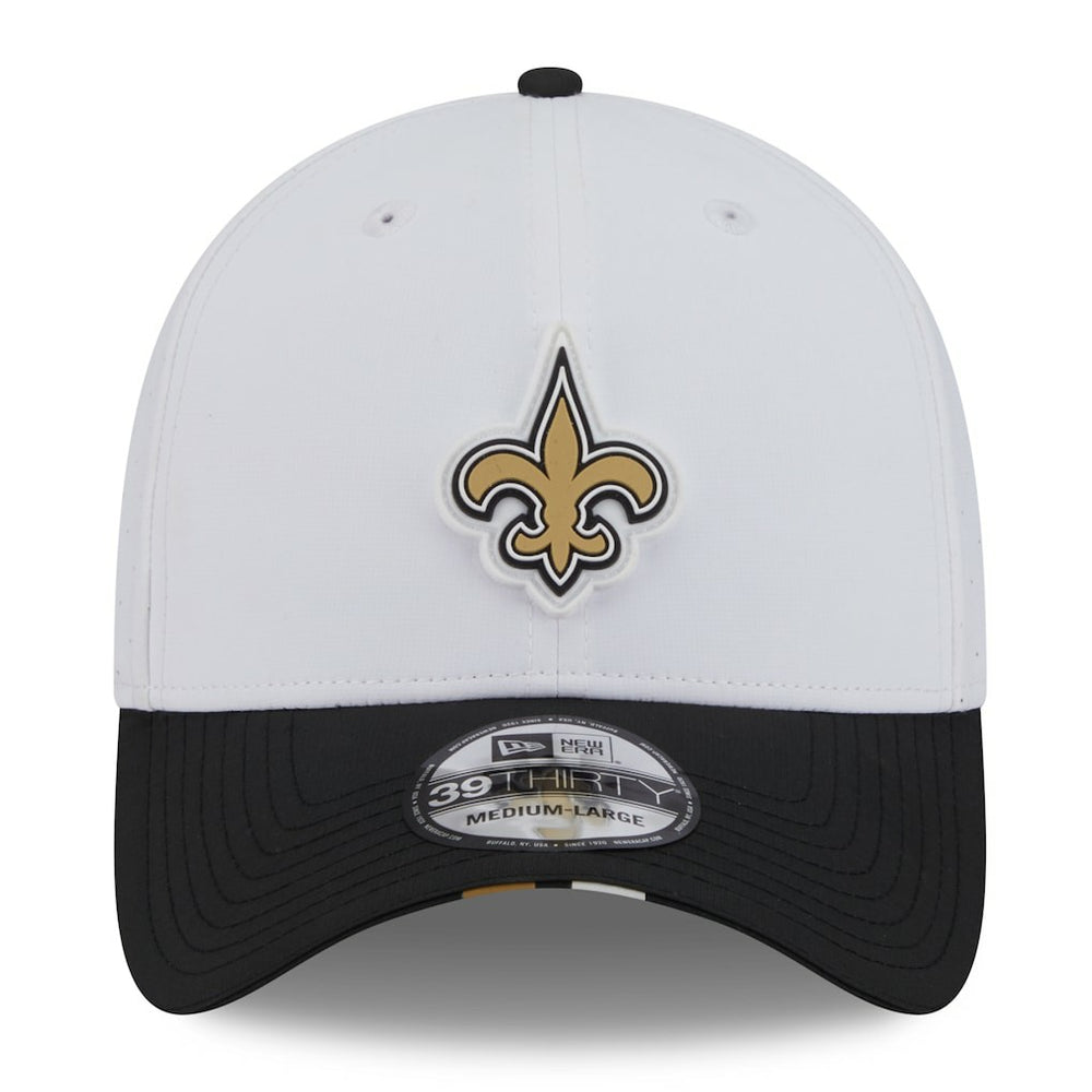 New Orleans Saints New Era 2025 NFL Training Camp 39THIRTY Flex Hat - White/Black sale