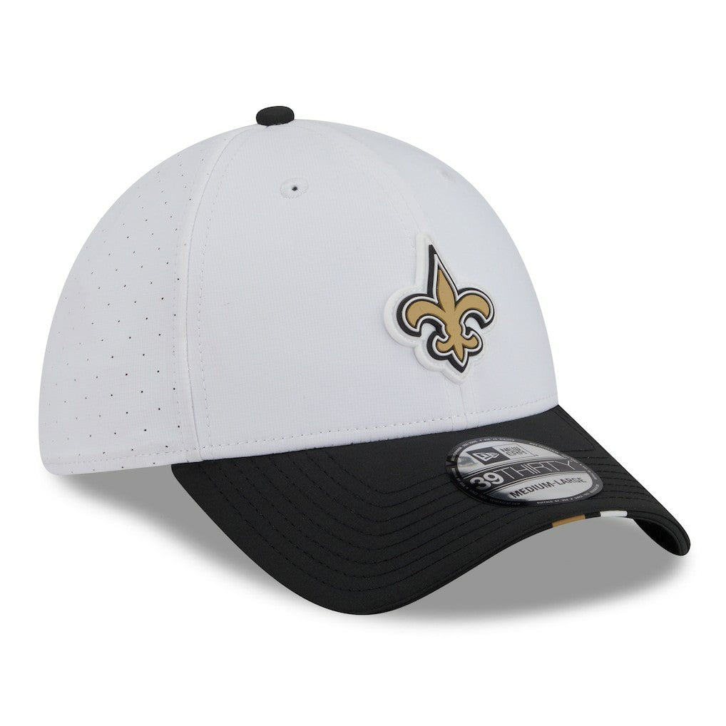 New Orleans Saints New Era 2025 NFL Training Camp 39THIRTY Flex Hat - White/Black sale