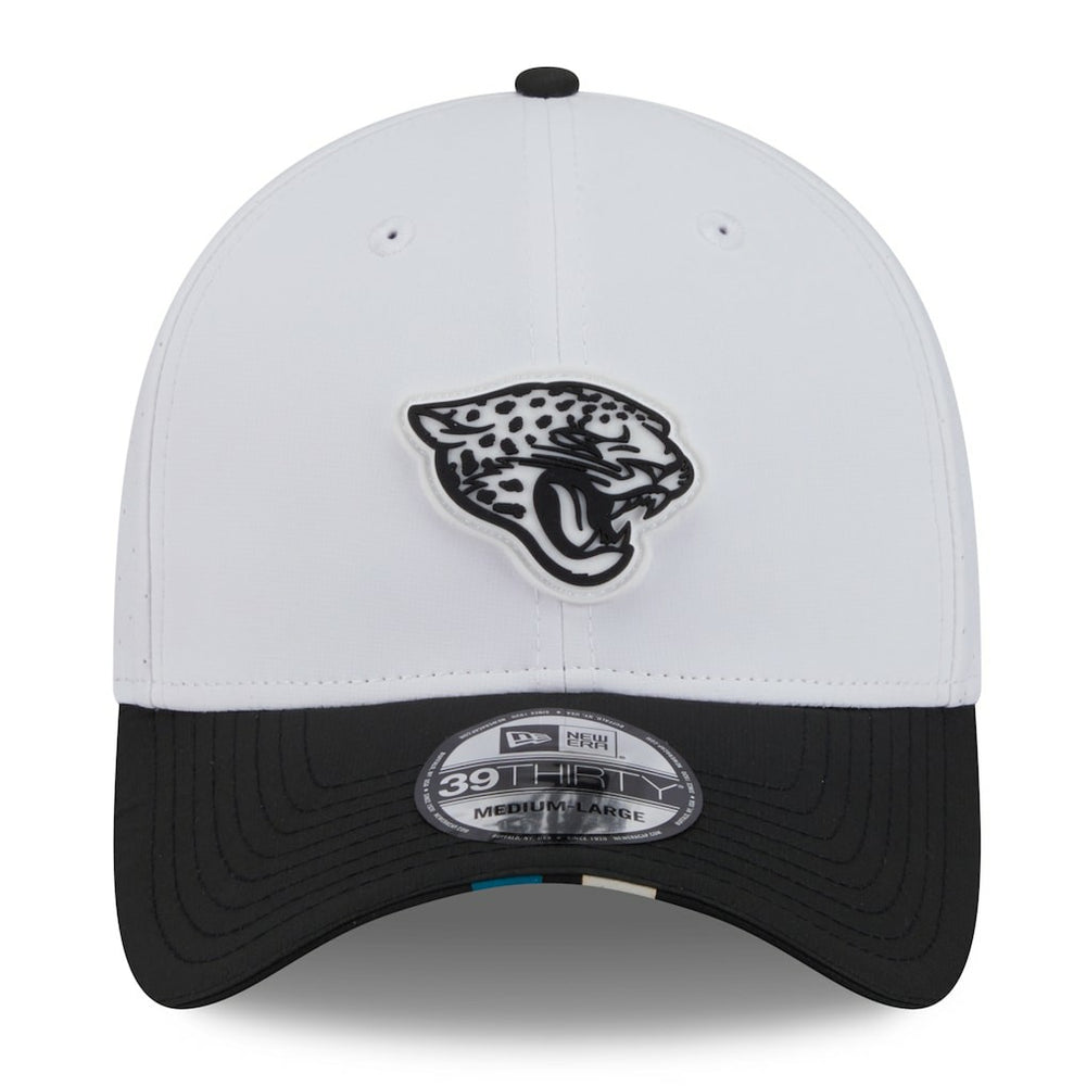 Jacksonville Jaguars New Era 2025 NFL Training Camp 39THIRTY Flex Hat - White/Black outlet