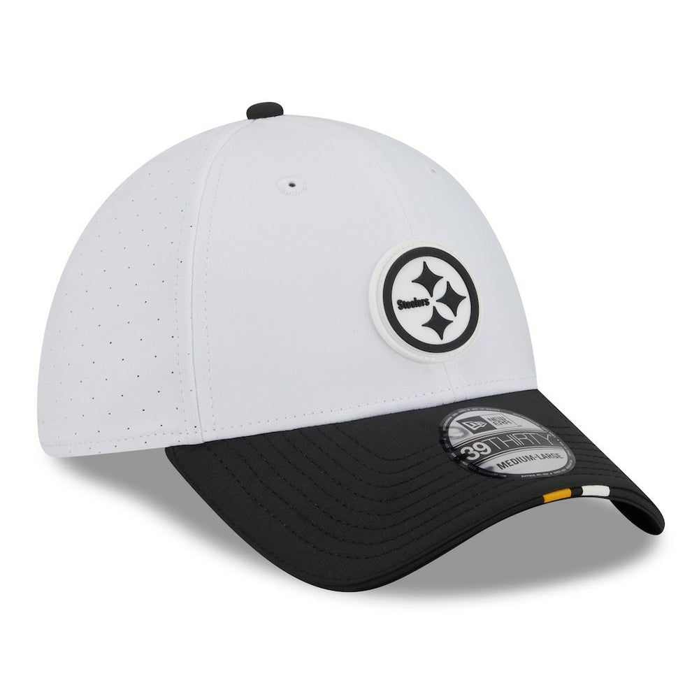 Pittsburgh Steelers New Era 2025 NFL Training Camp 39THIRTY Flex Hat - White/Black outlet