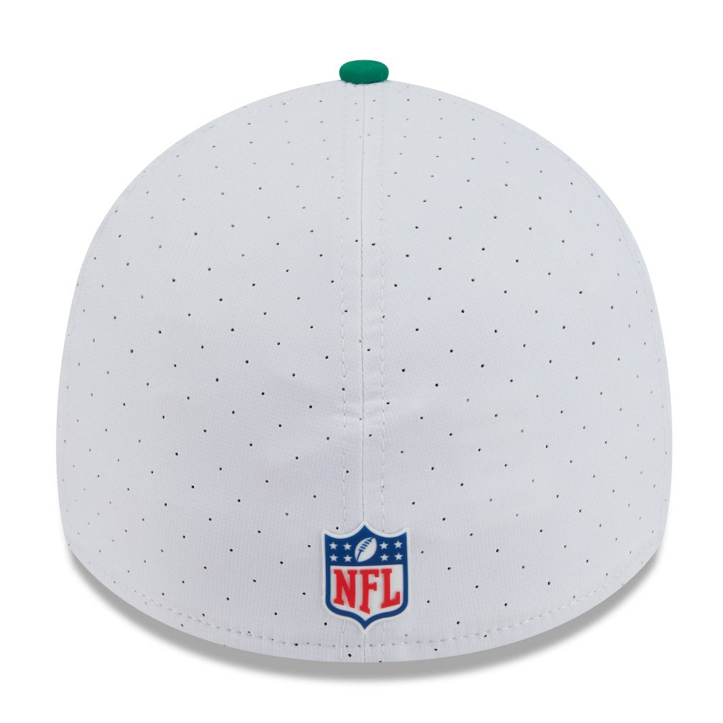 Philadelphia Eagles New Era 2025 NFL Training Camp Throwback Logo 39THIRTY Flex Hat - White/Kelly Green cheap