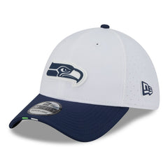 Seattle Seahawks New Era 2025 NFL Training Camp 39THIRTY Flex Hat - White/College Navy for sale