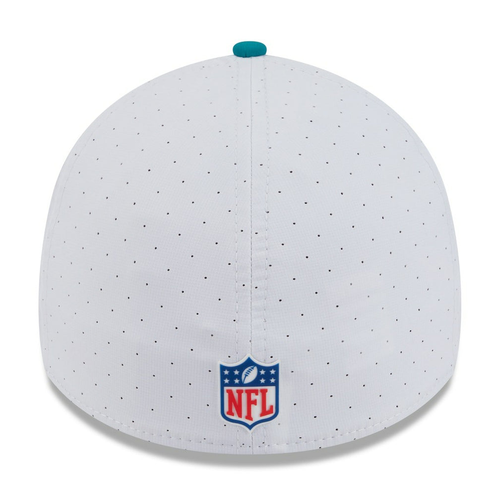 Miami Dolphins New Era 2025 NFL Training Camp Throwback Logo 39THIRTY Flex Hat - White/Aqua outlet