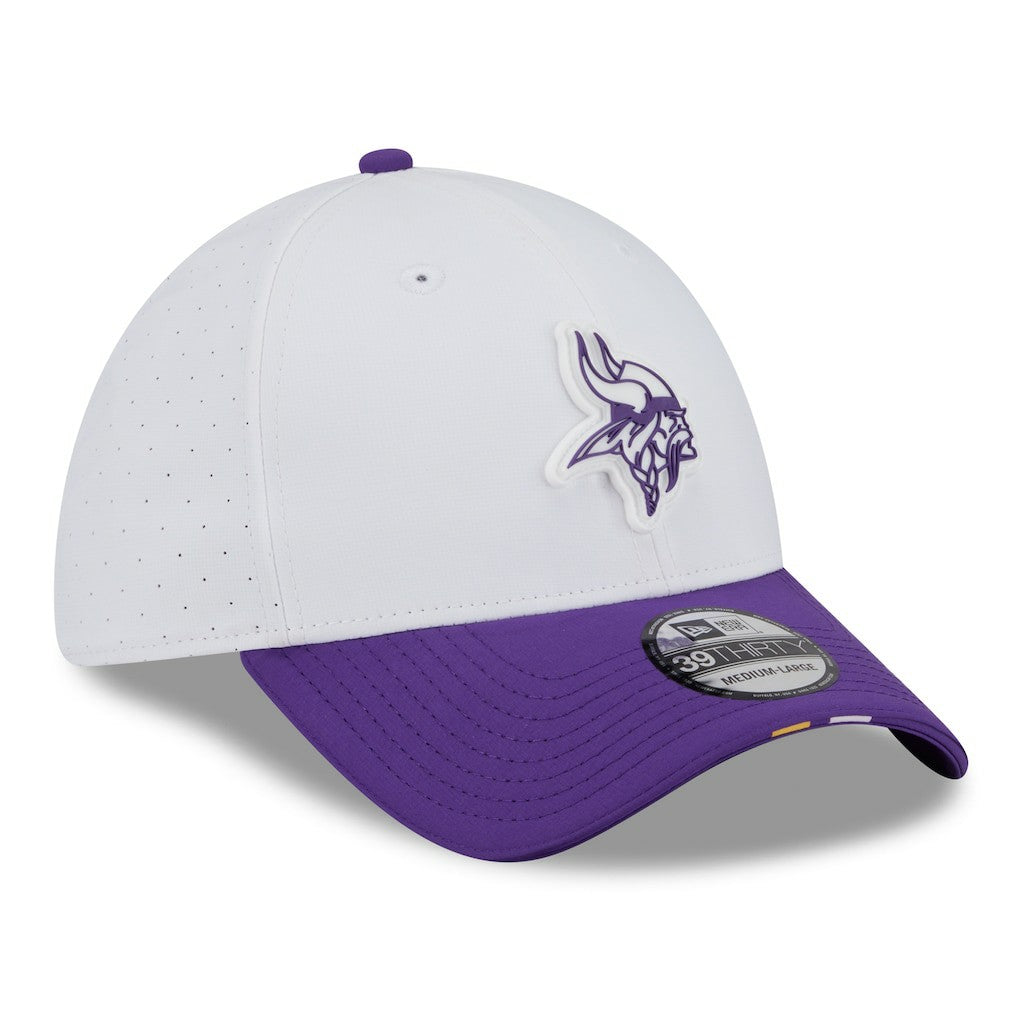 Minnesota Vikings New Era 2025 NFL Training Camp 39THIRTY Flex Hat - White/Purple for sale