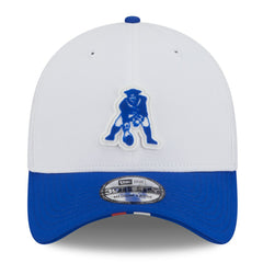 New England Patriots New Era 2025 NFL Training Camp Throwback Logo 39THIRTY Flex Hat - White/Royal for sale
