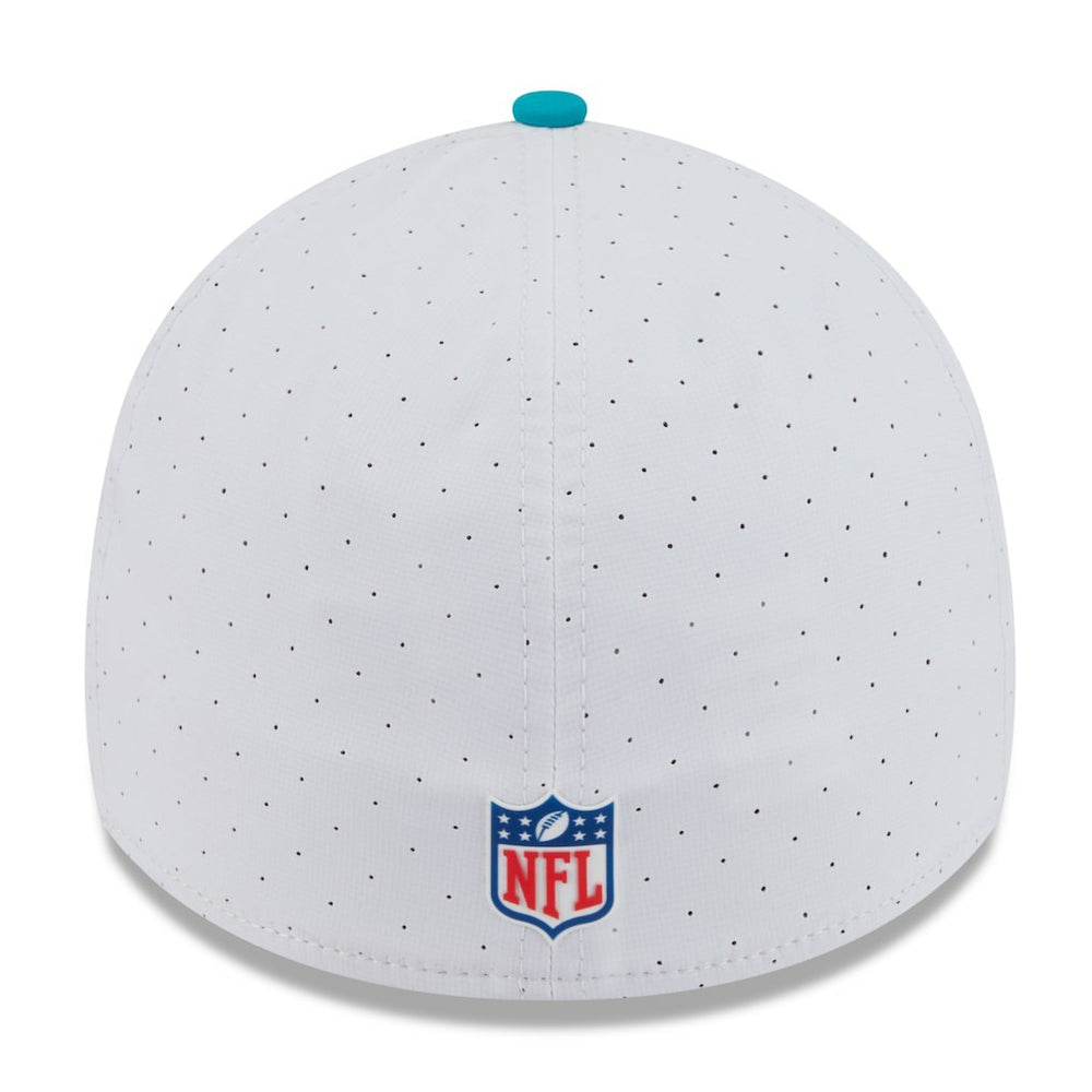 Miami Dolphins New Era 2025 NFL Training Camp 39THIRTY Flex Hat - White/Aqua cheap