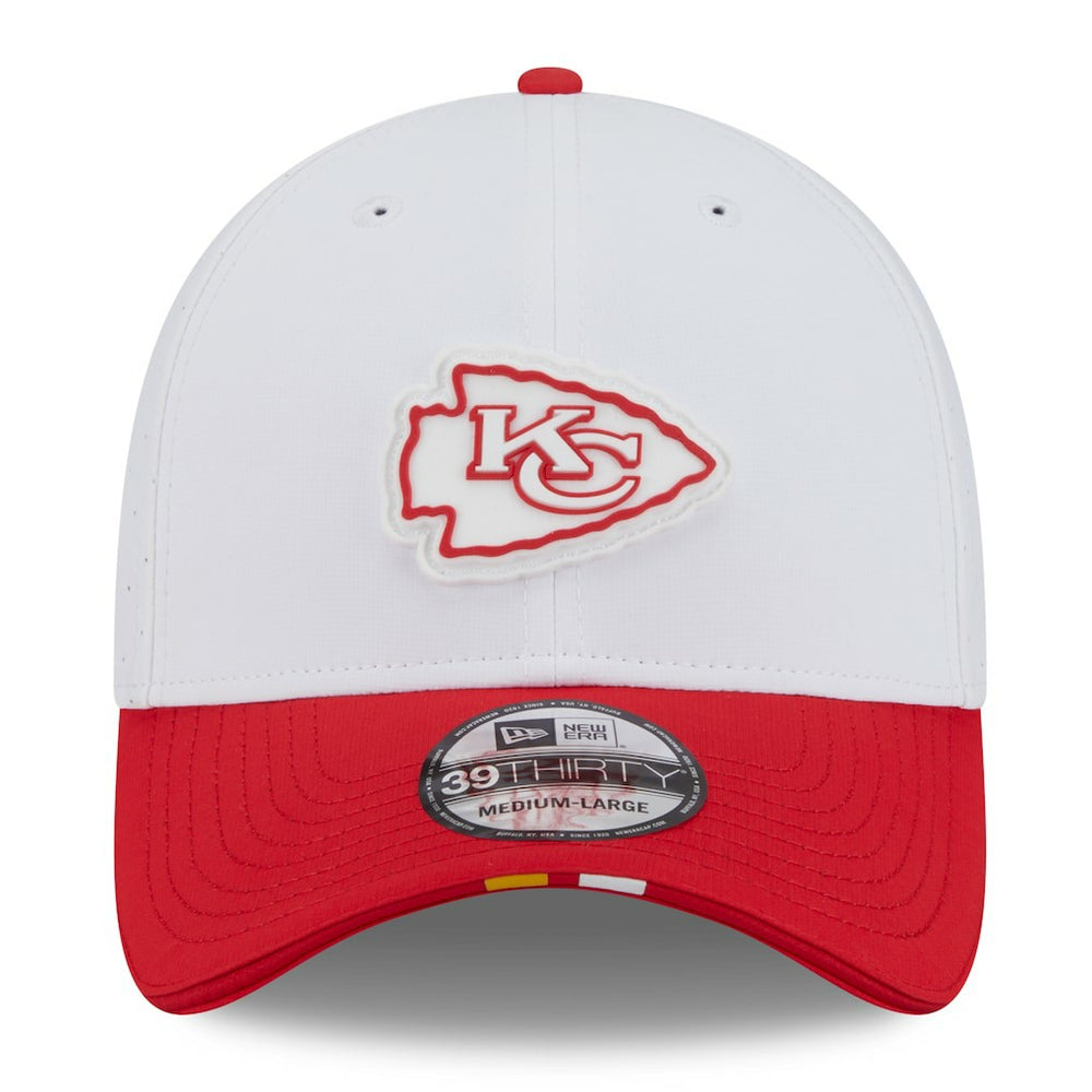 Kansas City Chiefs New Era 2025 NFL Training Camp 39THIRTY Flex Hat - White/Red for sale