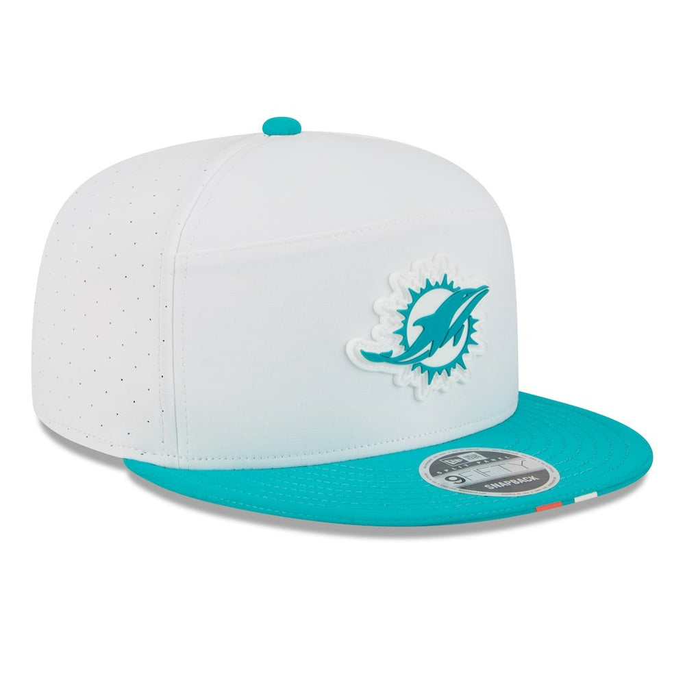 Miami Dolphins New Era 2025 NFL Training Camp Split Panel 9FIFTY Snapback Hat - White/Aqua sale