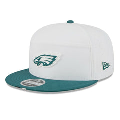 Philadelphia Eagles New Era 2025 NFL Training Camp Split Panel 9FIFTY Snapback Hat - White/Midnight Green discount