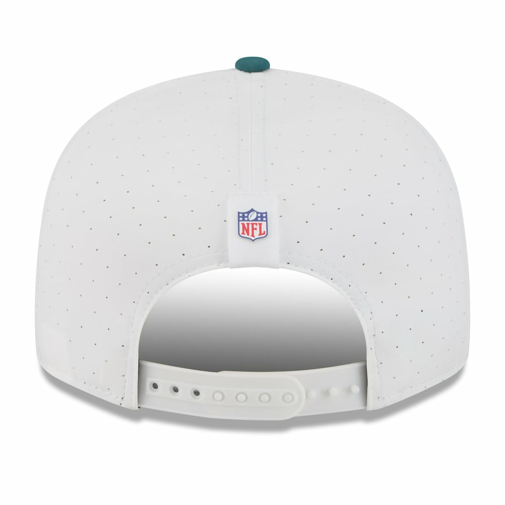 Philadelphia Eagles New Era 2025 NFL Training Camp Split Panel 9FIFTY Snapback Hat - White/Midnight Green discount