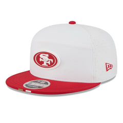 San Francisco 49ers New Era 2025 NFL Training Camp Split Panel 9FIFTY Snapback Hat - White/Scarlet discount