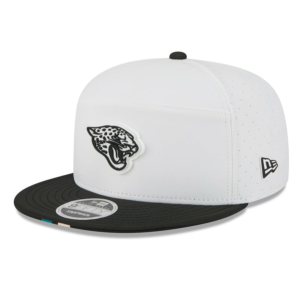 Jacksonville Jaguars New Era 2025 NFL Training Camp Split Panel 9FIFTY Snapback Hat - White/Black for sale