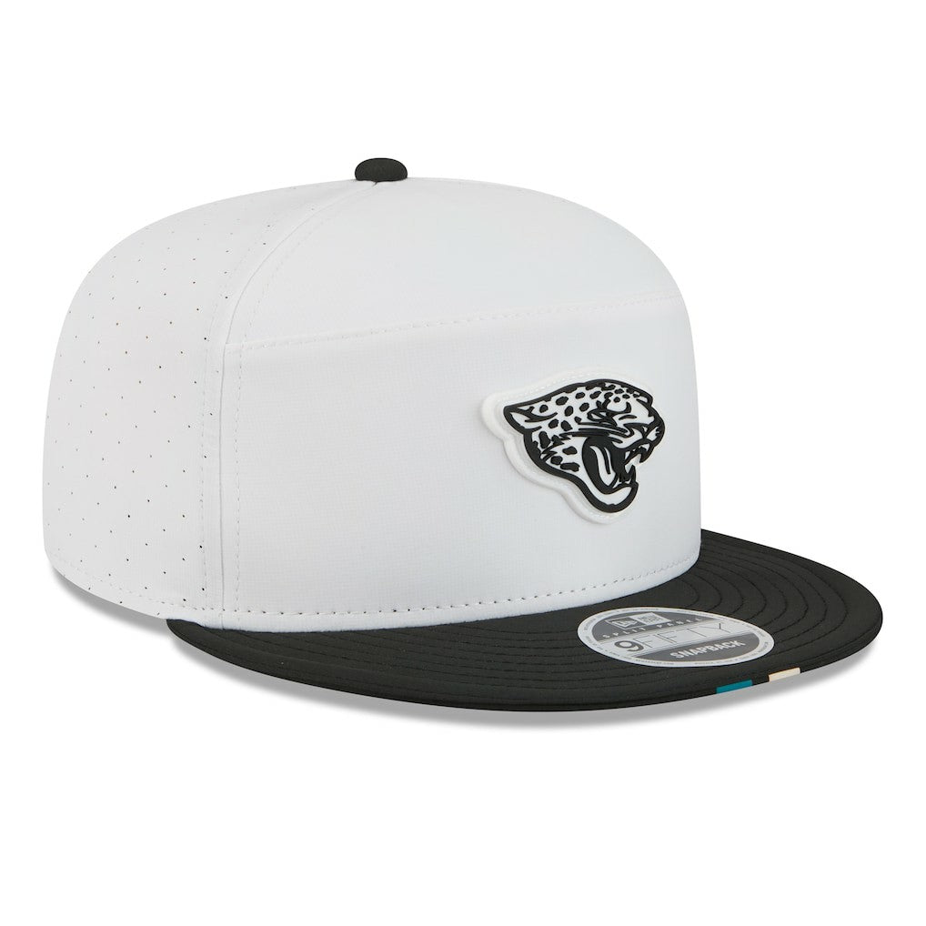 Jacksonville Jaguars New Era 2025 NFL Training Camp Split Panel 9FIFTY Snapback Hat - White/Black for sale