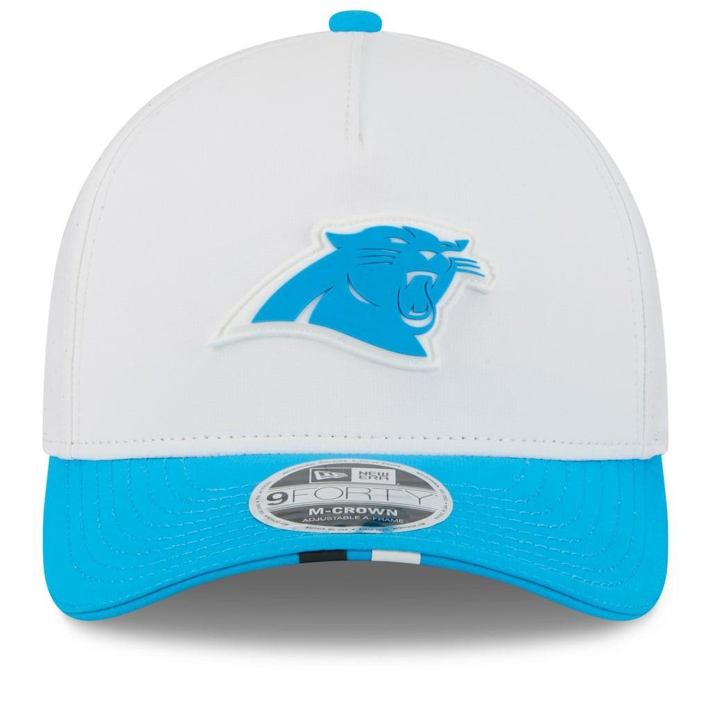 Carolina Panthers New Era 2025 NFL Training Camp A-Frame 9FORTY Adjustable Hat - White/Blue outlet