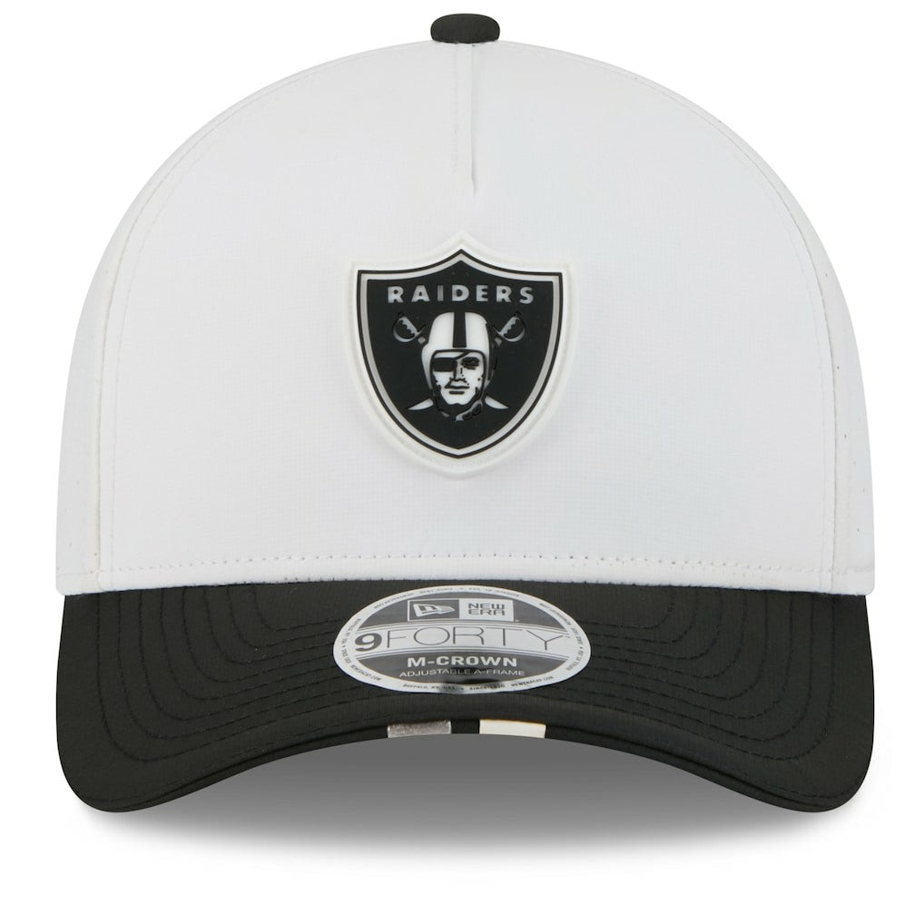 Las Vegas Raiders New Era 2025 NFL Training Camp A-Frame 9FORTY Adjustable Hat - White/Black cheap