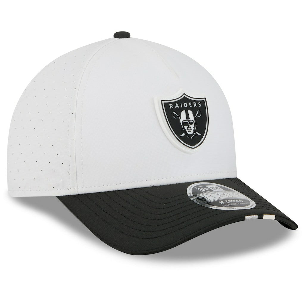 Las Vegas Raiders New Era 2025 NFL Training Camp A-Frame 9FORTY Adjustable Hat - White/Black cheap