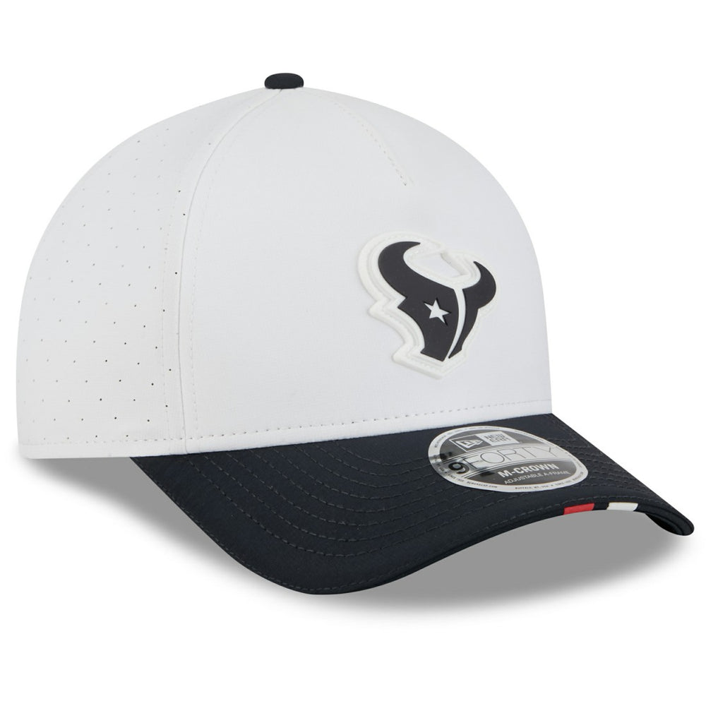 Houston Texans New Era 2025 NFL Training Camp A-Frame 9FORTY Adjustable Hat - White/Navy sale