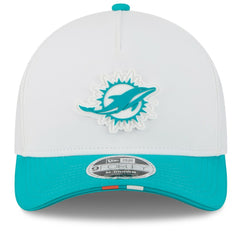 Miami Dolphins New Era 2025 NFL Training Camp A-Frame 9FORTY Adjustable Hat - White/Aqua on sale