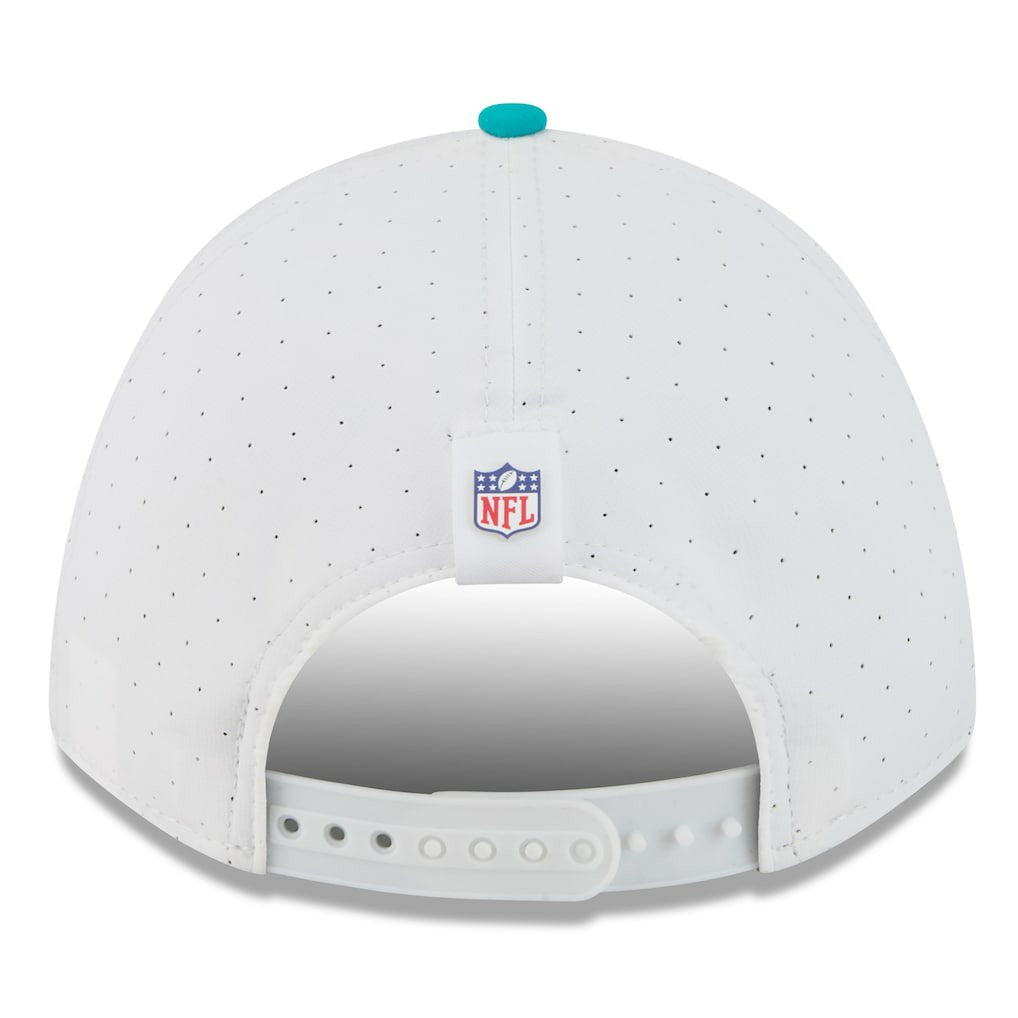 Miami Dolphins New Era 2025 NFL Training Camp A-Frame 9FORTY Adjustable Hat - White/Aqua on sale