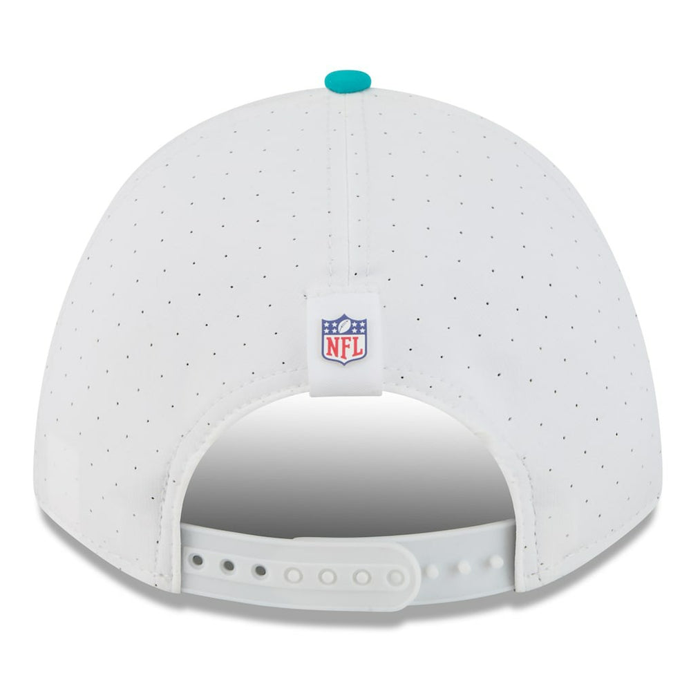 Miami Dolphins New Era 2025 NFL Training Camp A-Frame 9FORTY Adjustable Hat - White/Aqua on sale