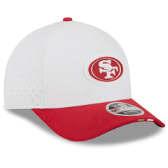 San Francisco 49ers New Era 2025 NFL Training Camp A-Frame 9FORTY Adjustable Hat - White/Scarlet cheap
