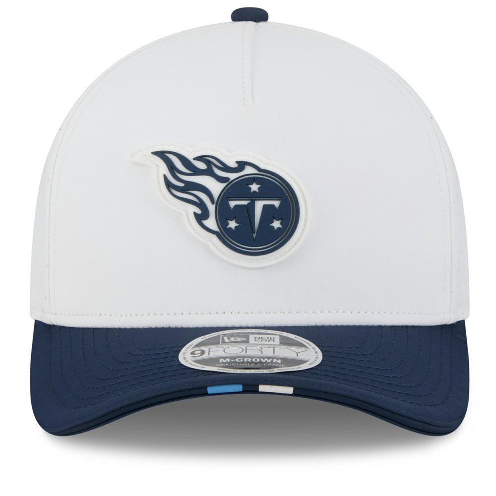 Tennessee Titans New Era 2025 NFL Training Camp A-Frame 9FORTY Adjustable Hat - White/Navy discount
