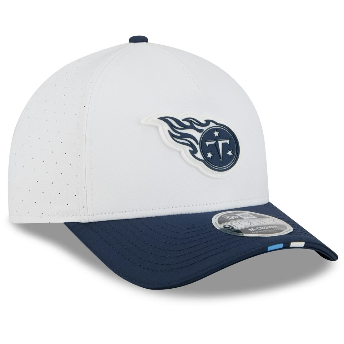 Tennessee Titans New Era 2025 NFL Training Camp A-Frame 9FORTY Adjustable Hat - White/Navy discount