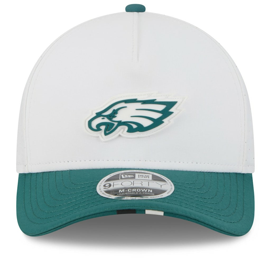 Philadelphia Eagles New Era 2025 NFL Training Camp A-Frame 9FORTY Adjustable Hat - White/Midnight Green online