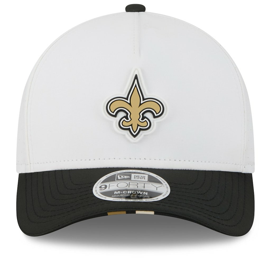 New Orleans Saints New Era 2025 NFL Training Camp A-Frame 9FORTY Adjustable Hat - White/Black on sale