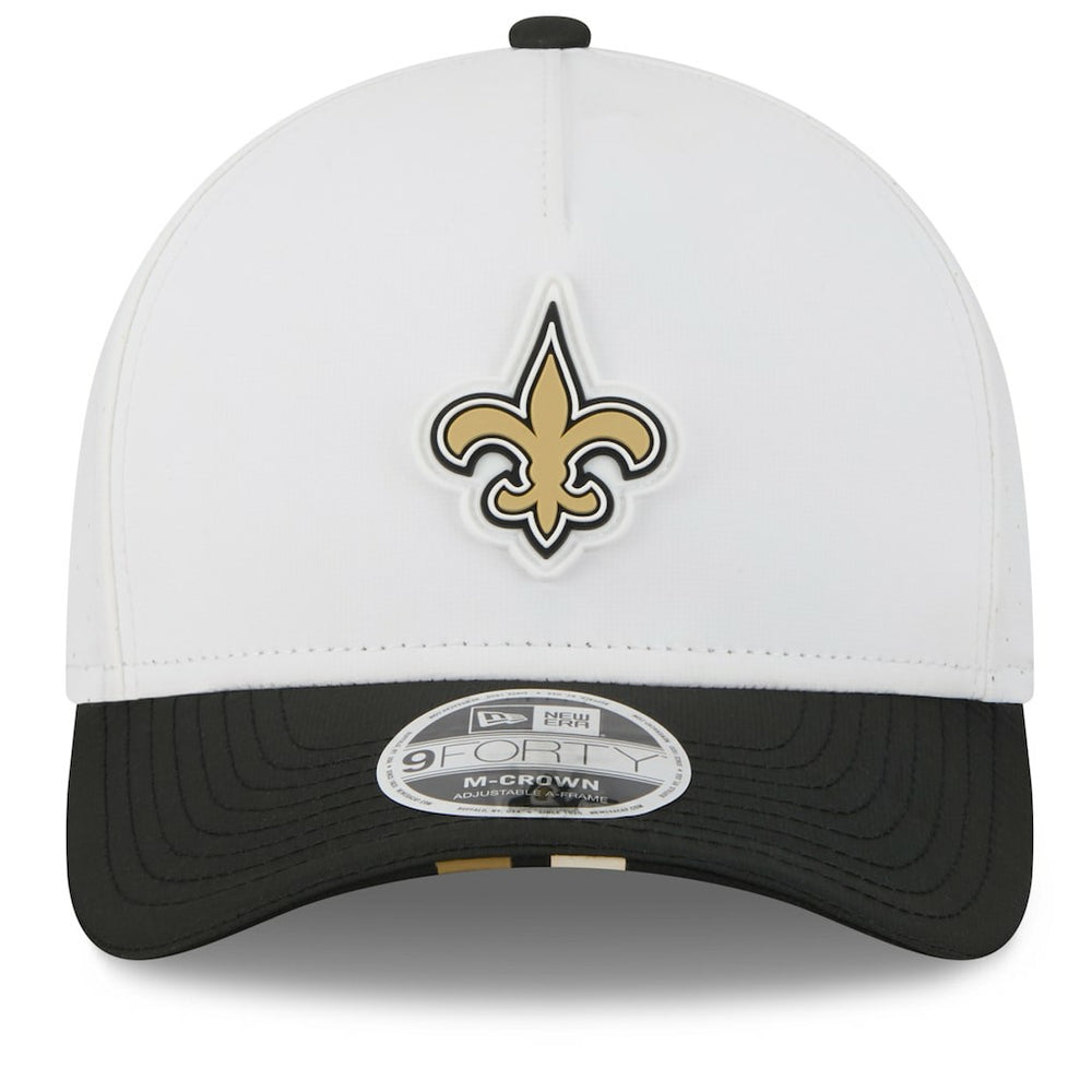 New Orleans Saints New Era 2025 NFL Training Camp A-Frame 9FORTY Adjustable Hat - White/Black on sale