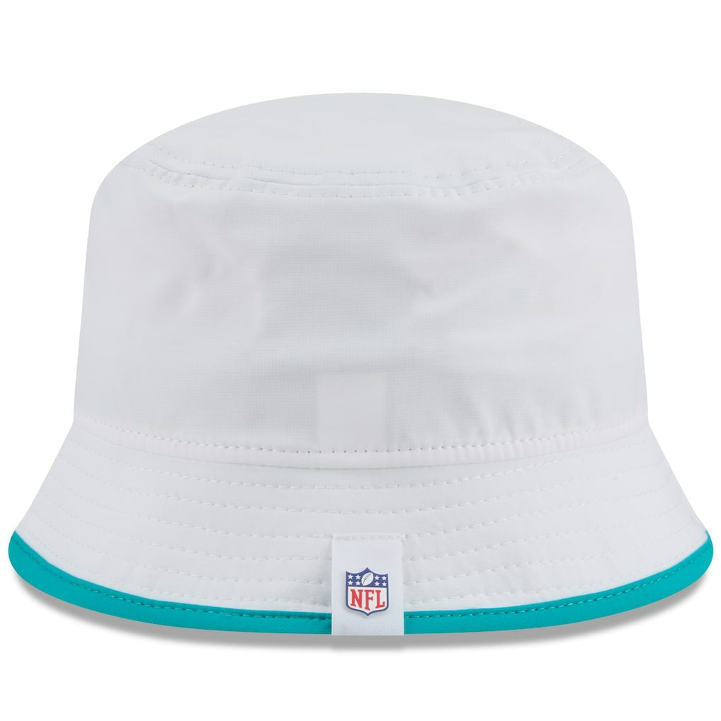 Miami Dolphins New Era 2025 NFL Training Camp Stretch Bucket Hat - White cheap